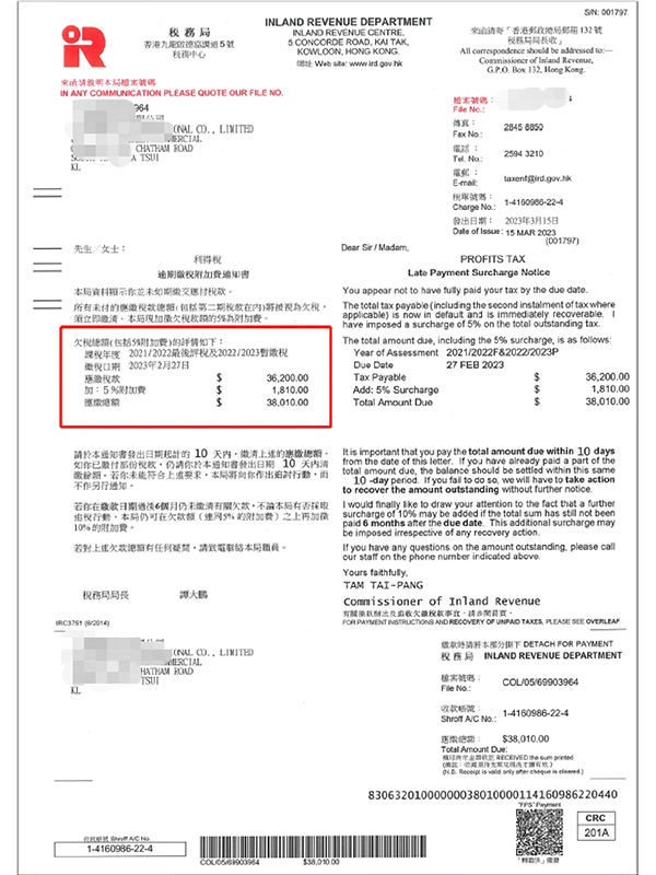 香港税务局报税表
